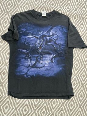 Vintage Dragons Medieval Gothic Graphic T shirt Size L Gargoyles Y2K Grunge